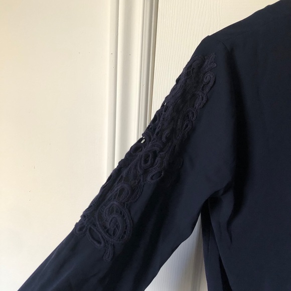 Navy Lace Long Sleeve Romper - Picture 10 of 10